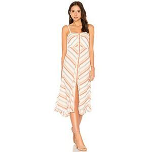 FREE PEOPLE STRIKING STRIPED IVORY MULTI-STRIPE MIDI DRESS SIZE XS